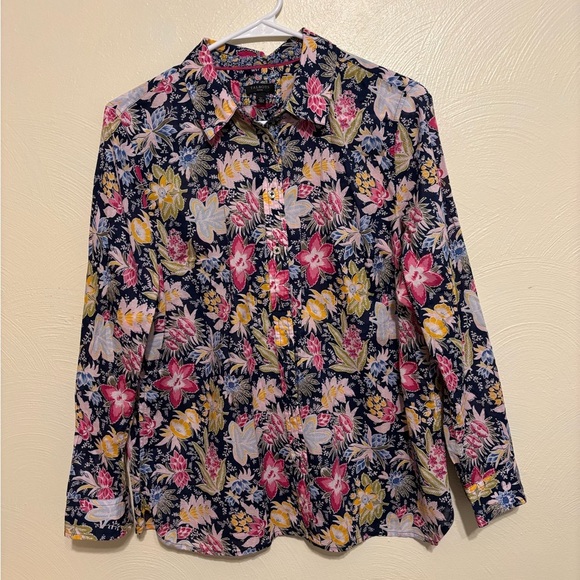 Talbots Tops - Talbots Navy Floral Blouse
